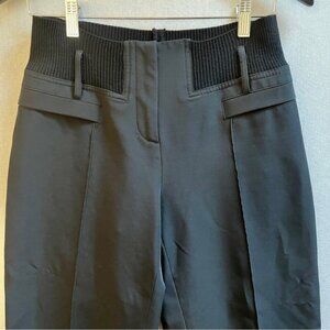 M Siamo Solid Black Ribbed Knit Waist Straight Leg Trouser Pants Sz 6